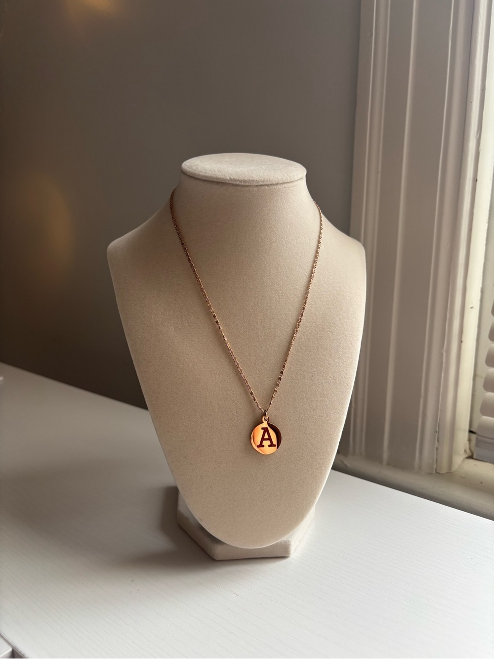 Gold Initial Necklace Letter A Pendant Minimal Dainty Personalized Jewelry - Picture 8 of 10